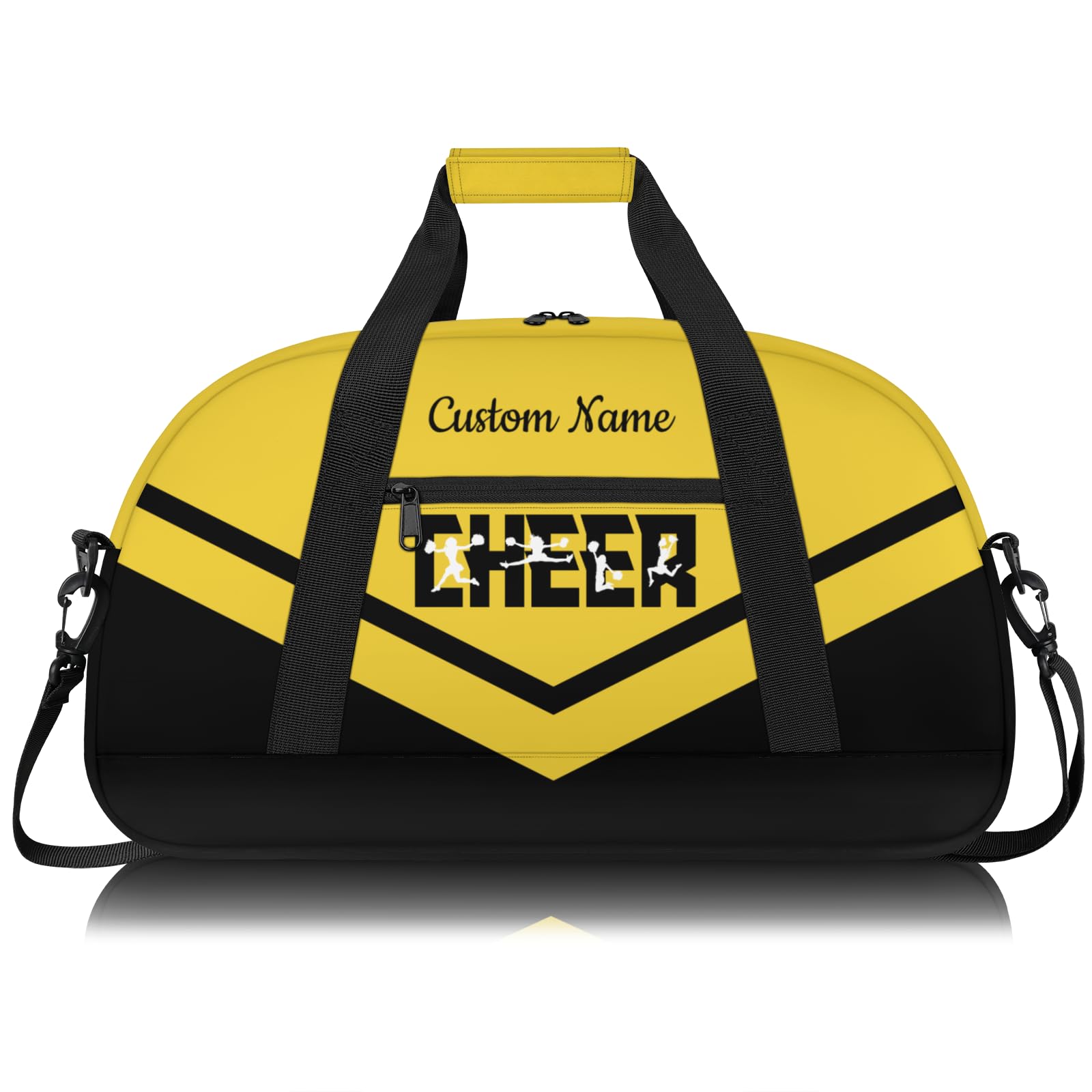 Personalised Cheerleading Duffel Bag for Girls | Custom Name Waterproof Sports Bag for Cheer, Gym & Travel | Cheerleader Team Gifts Bag with Adjustable Shouler Strap, Yellow Black