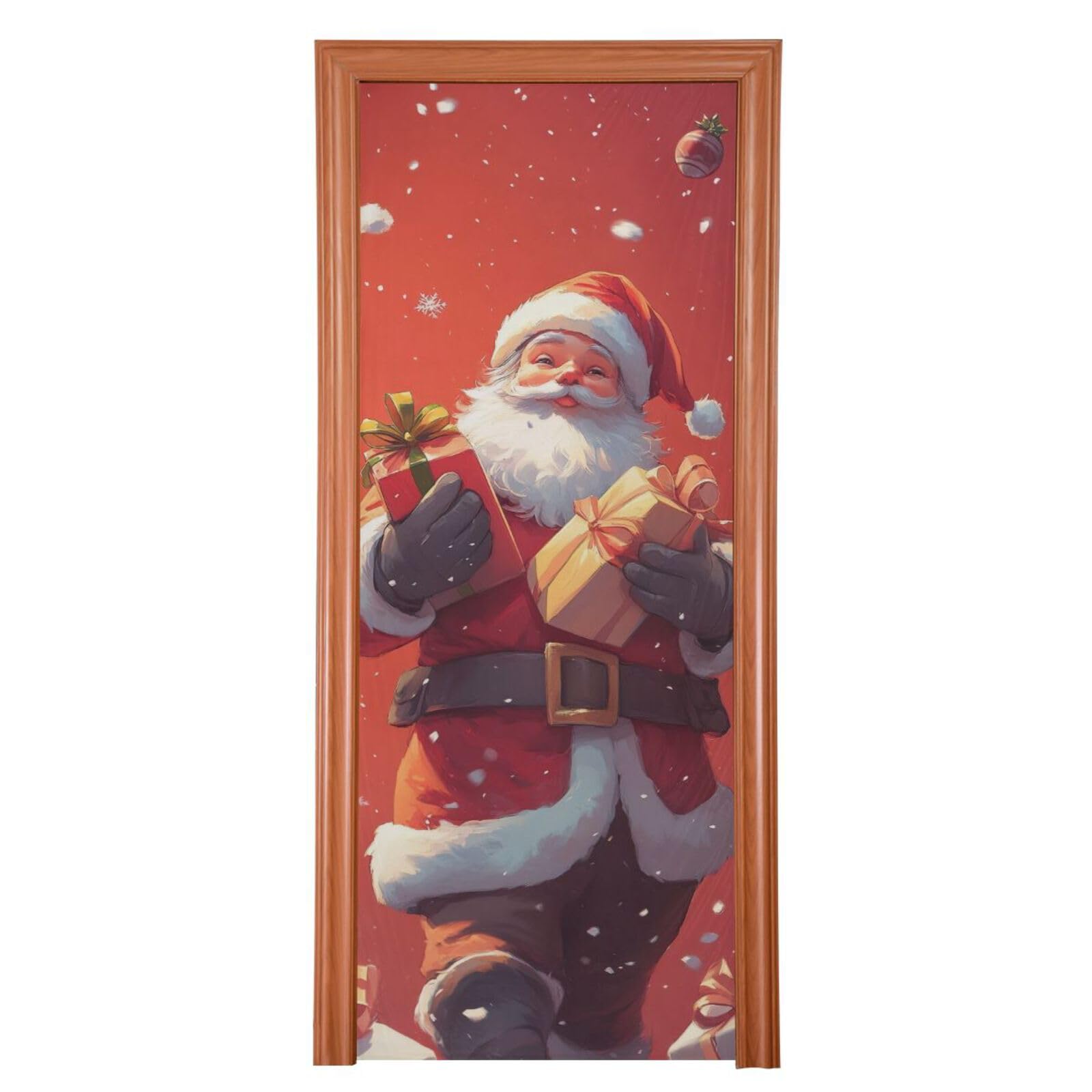 FLildon Christmas Santa Claus Smiling Door Cover Decoration, Party Accessory Porch Decor for Festive Ornament Room Door Covers 32 x 79 Inch