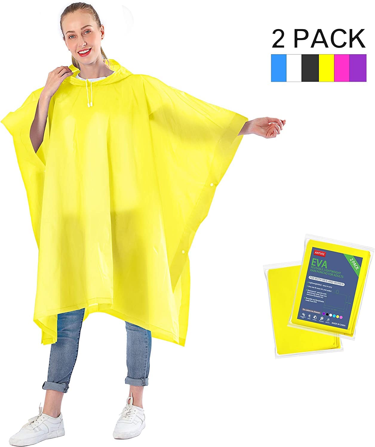 Poncho de Lluvia 2 Piezas Impermeable Transpirable Chaqueta Unisex para Camping Senderismo Pesca