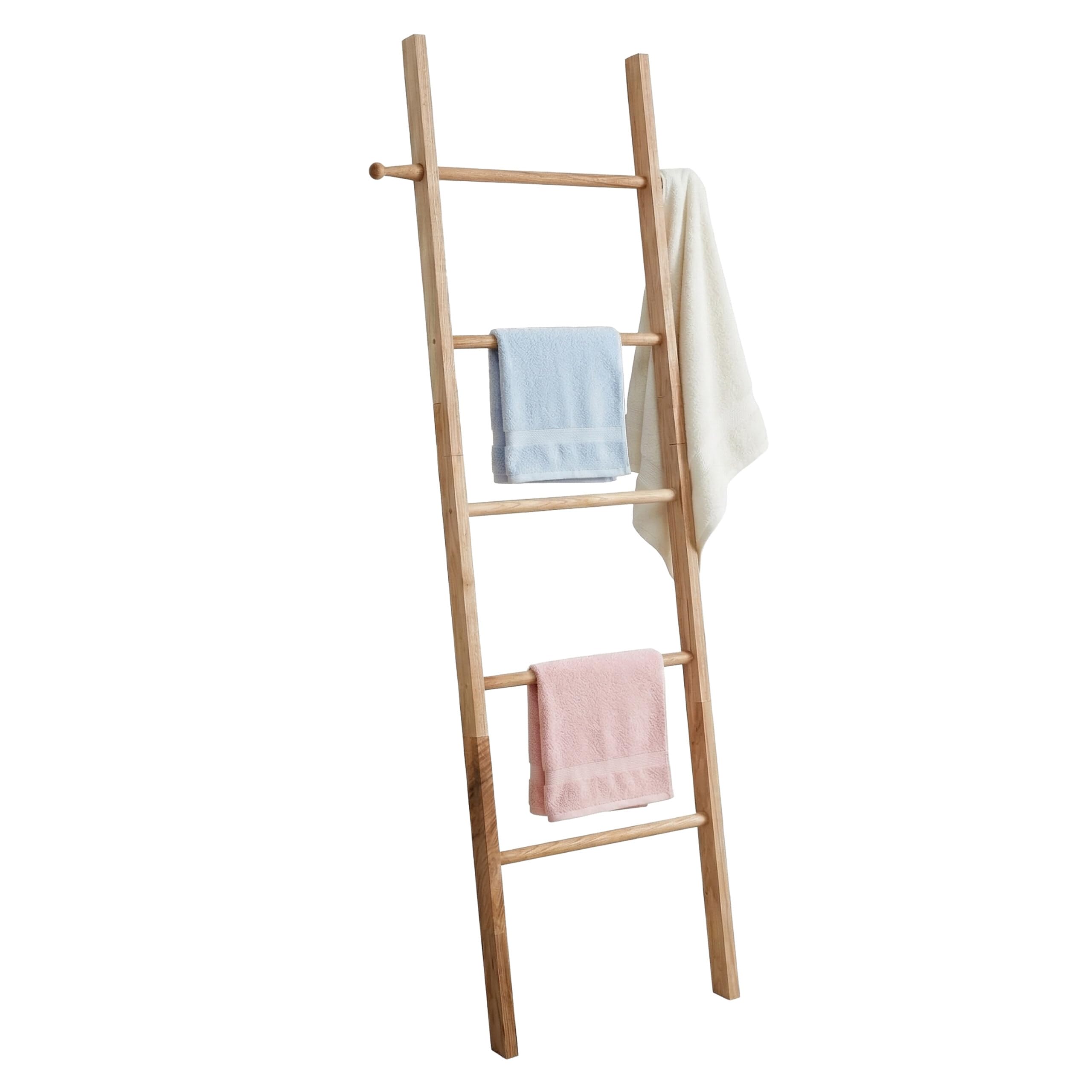 Relaxdays Portasciugamani Scala, 5 pioli, per asciugamani da bagno | 170 x 43 cm, noce, naturale