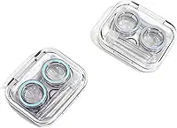 Conjunto de 2 capas de lentes de contato, itens essenciais de viagem com kit de ferramentas removedoras e frasco de solução, caixa de armazenamento de lentes de contato transparente para viagens, casa
