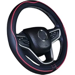 Funda Volante Prius Plus Nueva Funda del Volante pequeña de Cuero de Microfibra roja Negra 2019 para Prius Civic 35-36.25 cm