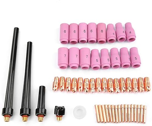 Piezas de la antorcha de soldadura, 53 unids tig soldadura antorcha cuerpo partes gas lente boquilla boquilla kit taza para WP-9 20 25