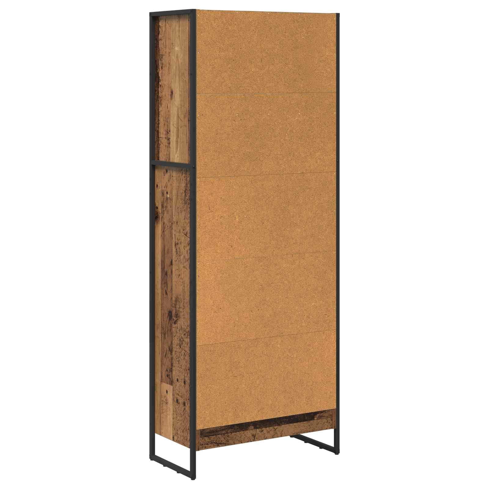 Regał na książki o wyglądzie starego drewna, 60 x 30 x 155 cm, przemysłowy regał stojący z 3 półkami, wytrzymały metalowy stelaż, otwarty design do salonu i biura