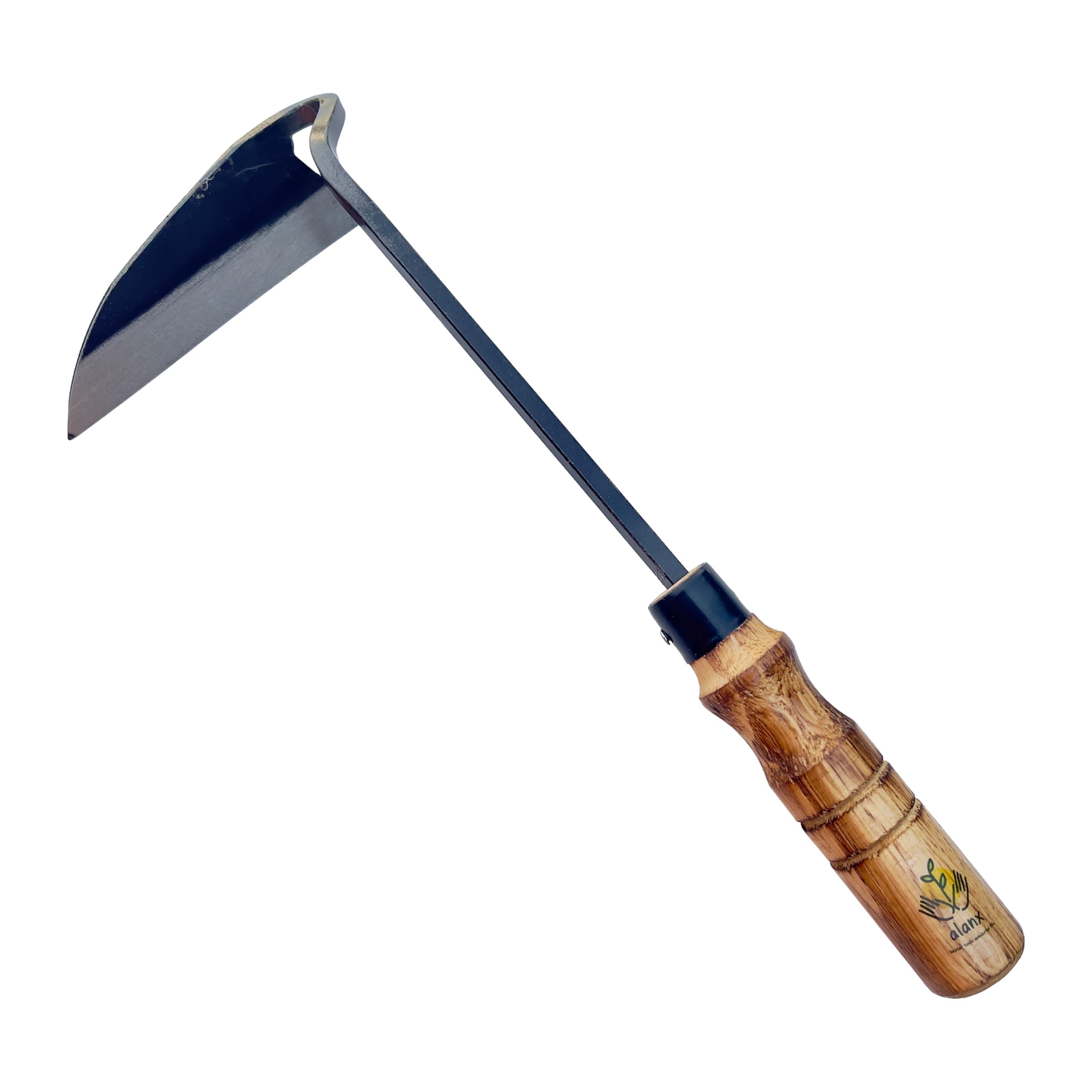Alanx Faucille de jardinage japonaise de 12 pouces, houe à désherber avec manche en bois long