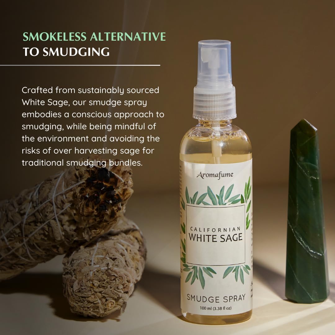 White Sage Smudge Spray Gift Set by Aromafume | 6x50ml/1.7 fl oz | White Sage with Rose, Lavender, Palo Santo, Sandalwood, Frankincense | Sprays for Cleansing Negative Energy & Protection