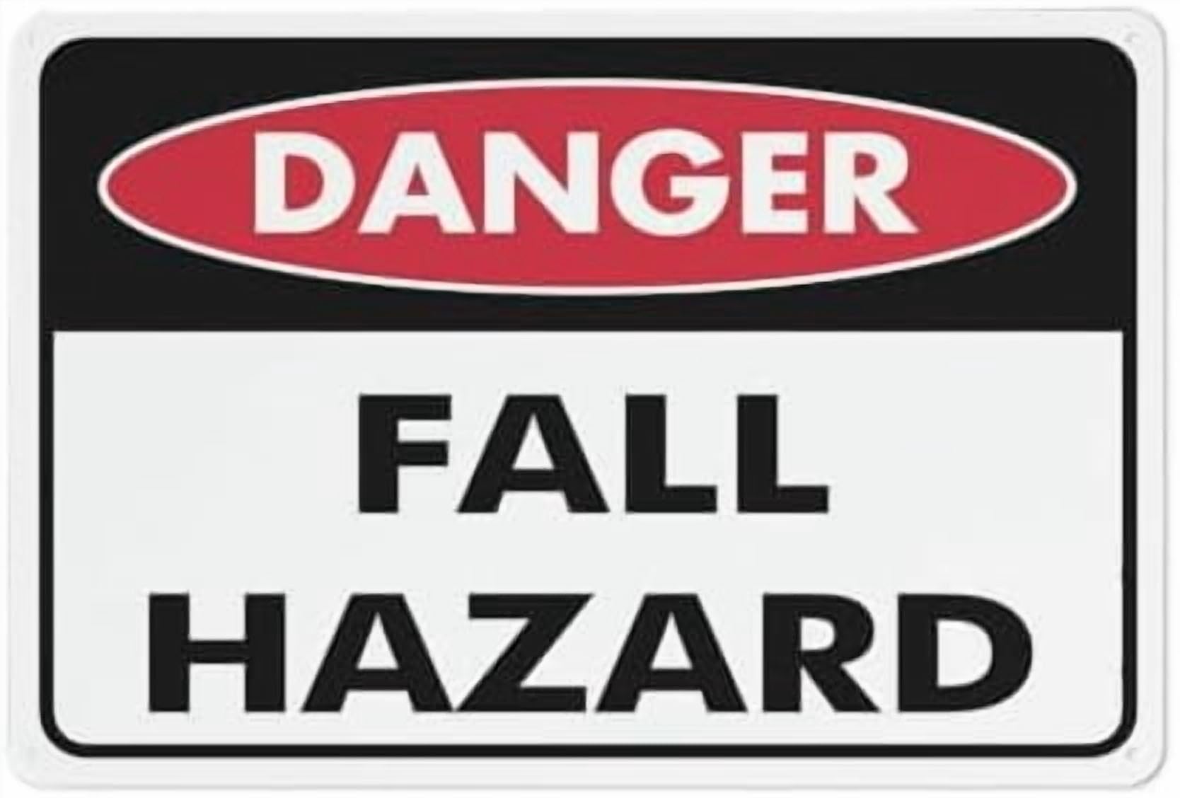 (2-Pack) Metal Tin Sign Danger Fall Hazard Sign Funny Decor For House Door Office Yard,Rust Free Sign - 12" X 8"