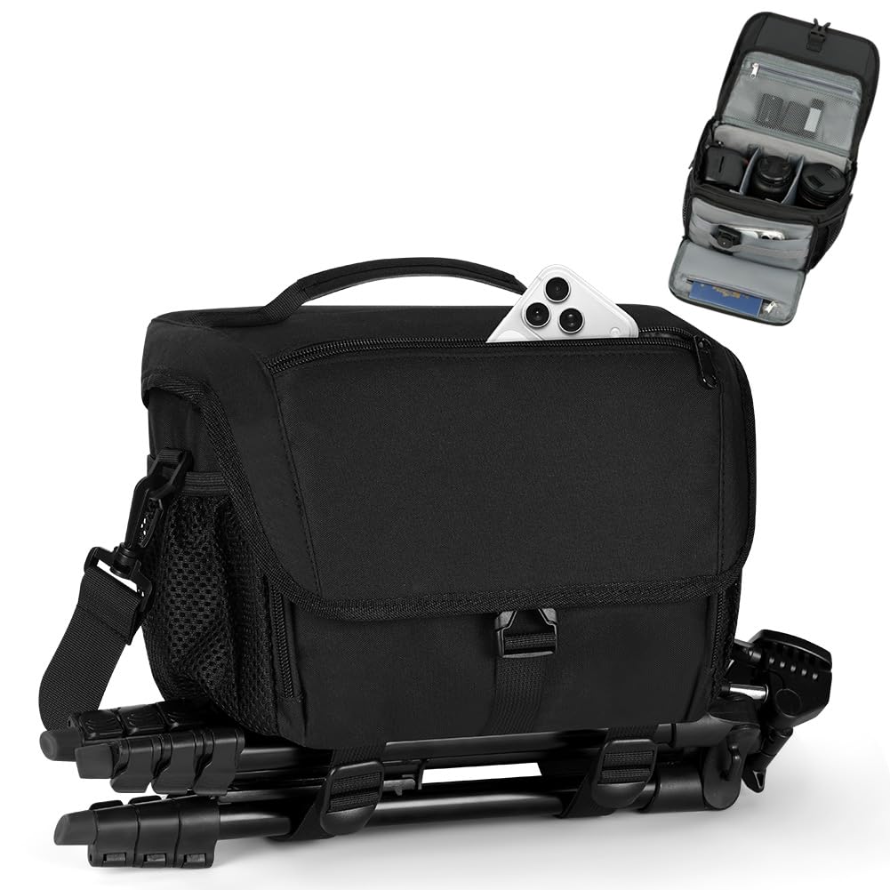 Sac pour Appareil Photo Bandoulière, Camera Bag DSLR, Sac à Dos pour Appareil Photo Crossbody Sling Compact Compatible avec Canon Nikon Sony SLR/DSLR Appareils Reflex/Hybride
