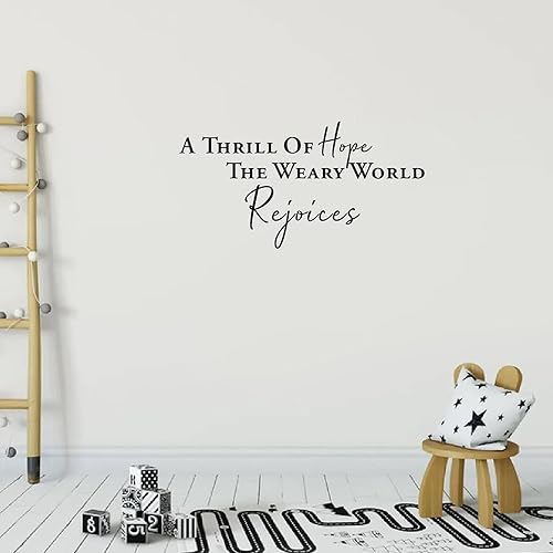 Miniatura 4 de Calcomanías de pared para decoración del hogar, divertidas palabras con texto en inglés "Saying a Thrill of Hope The Weary World Rejoices",