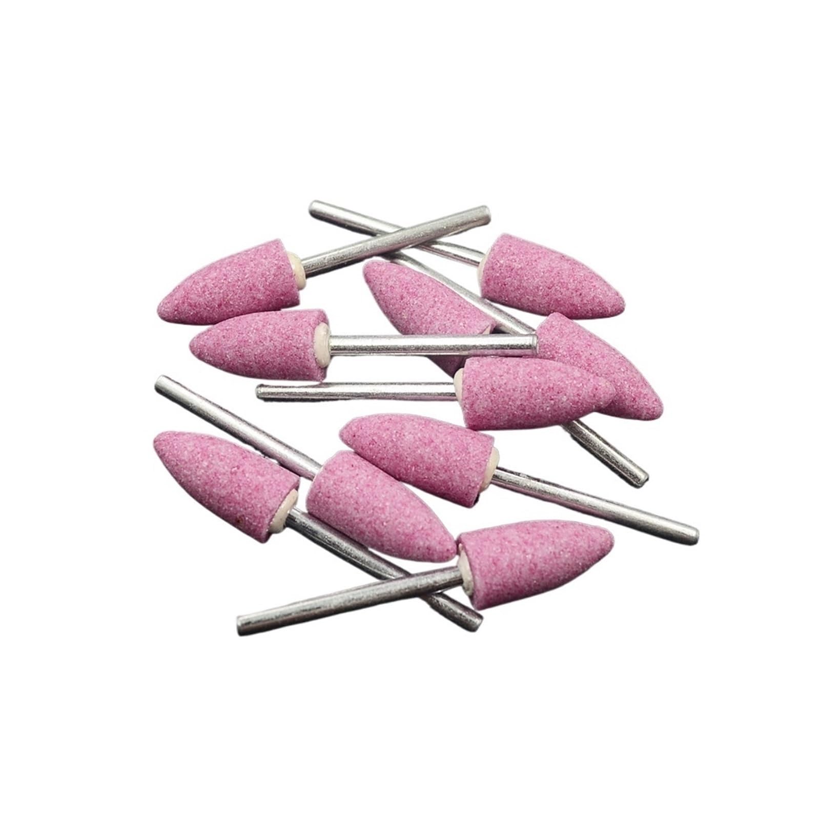 10 pezzi di mole abrasive in ceramica montate su albero da 3 mm for lucidatura di utensili rotanti elettrici a forma di proiettile, rosa