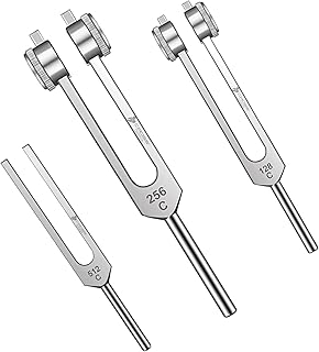 Cross Canada® Tuning Fork Set (C-128, C-256 & C-512), 128 Cps (128 Hz), 256 Cps (256 Hz) & 512 Cps (512 Hz) Medical Tuning Forks Set for evaluating hearing, vibratory sensation, peripheral nervous system and for facilitating bone conduction tests