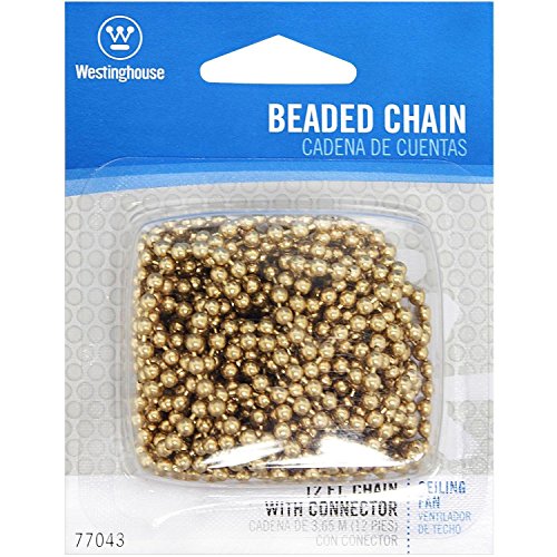 Image of Westinghouse 7704300 Lighting 12' Solid Brass Beaded Chain with Connector, Brass