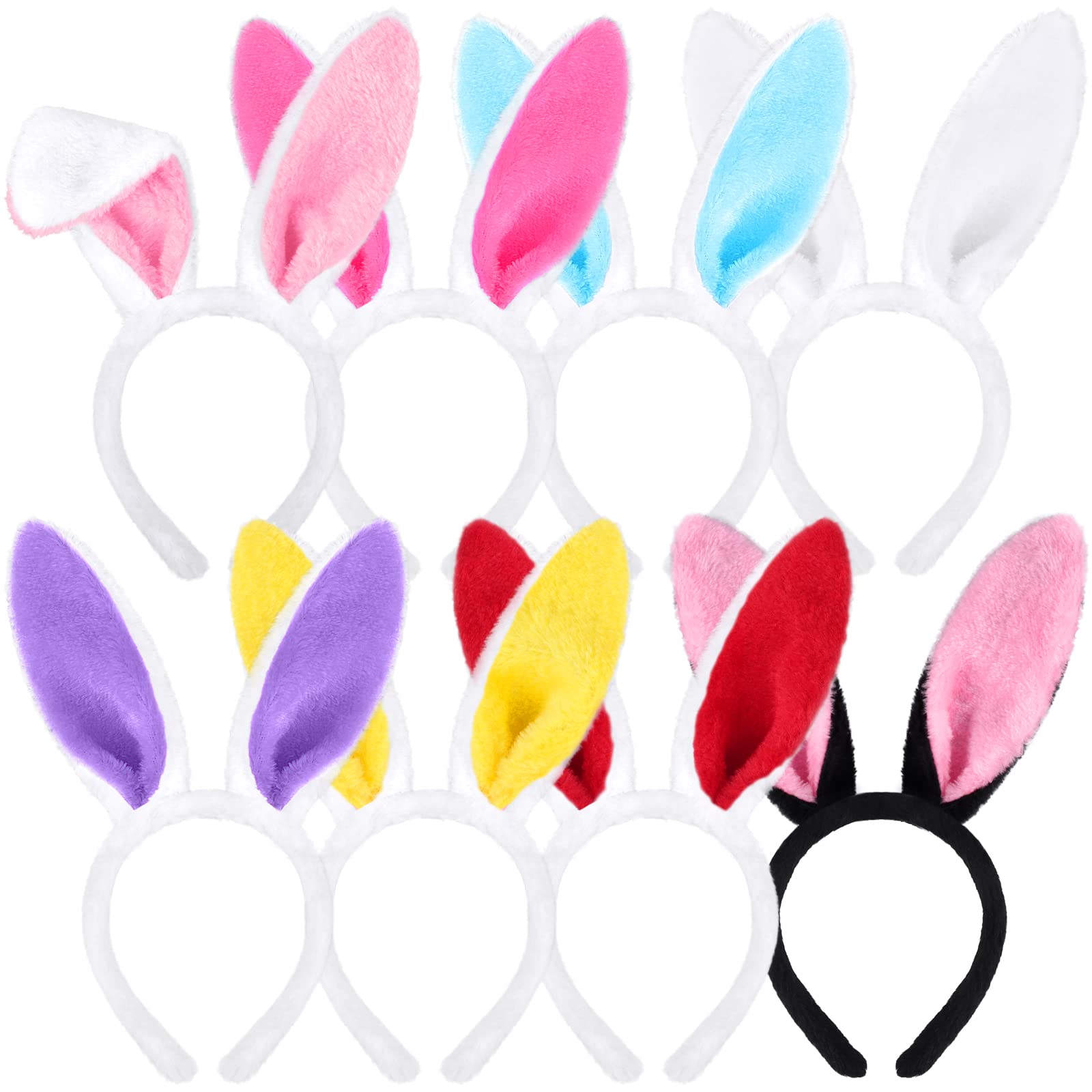 Fovths 8 Pack Easter Bunny Ears Headband Plush Bunny Costume Hairbands Easter Party Headband