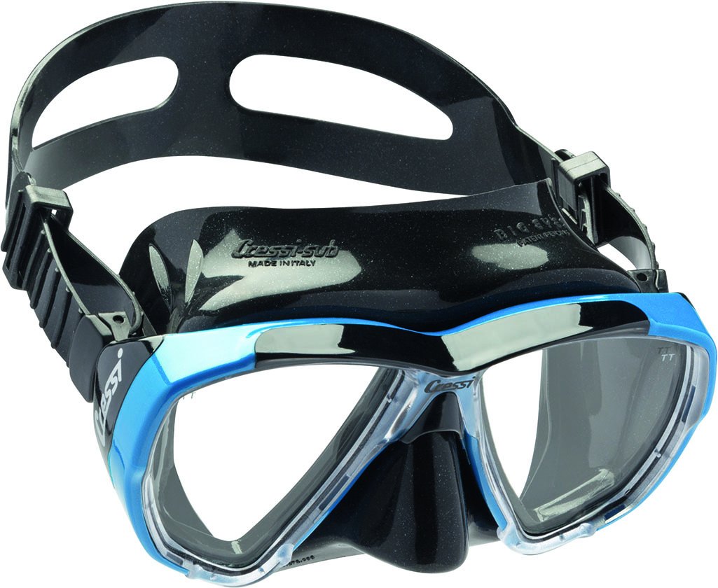 Cressi Big Eyes Scuba Schnorcheln breit View Dive Maske Italienische Qualität seit 1946, Schwarz/azurblau
