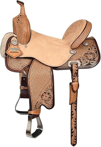 HILASON Flex Tree Western Horse Saddle in American Leather Barrel Trail | for Horses