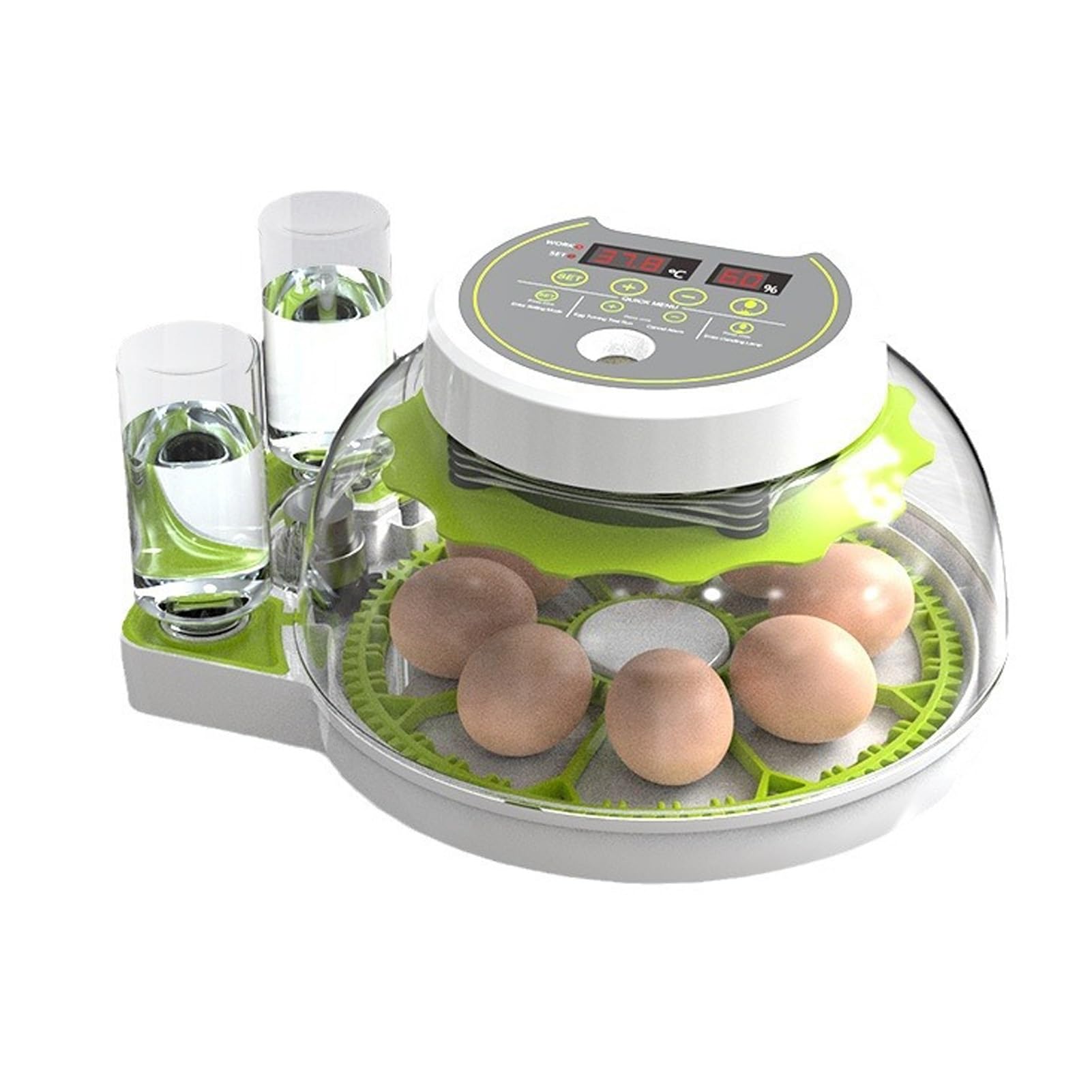 Incubatrice automatica per uova, temperatura e umidità stabili, Candele per uova integrate, Sistema di approvvigionamento idrico esterno, Turner automatico trasparente per uova di pollo, anatra, oca
