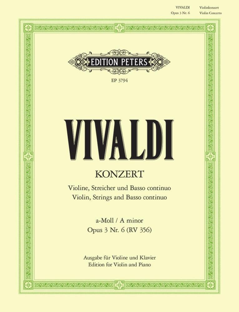 VIOLIN CONCERTO A MIN OP36: aus "L'estro armonico", Ausgabe für Violine und Klavier