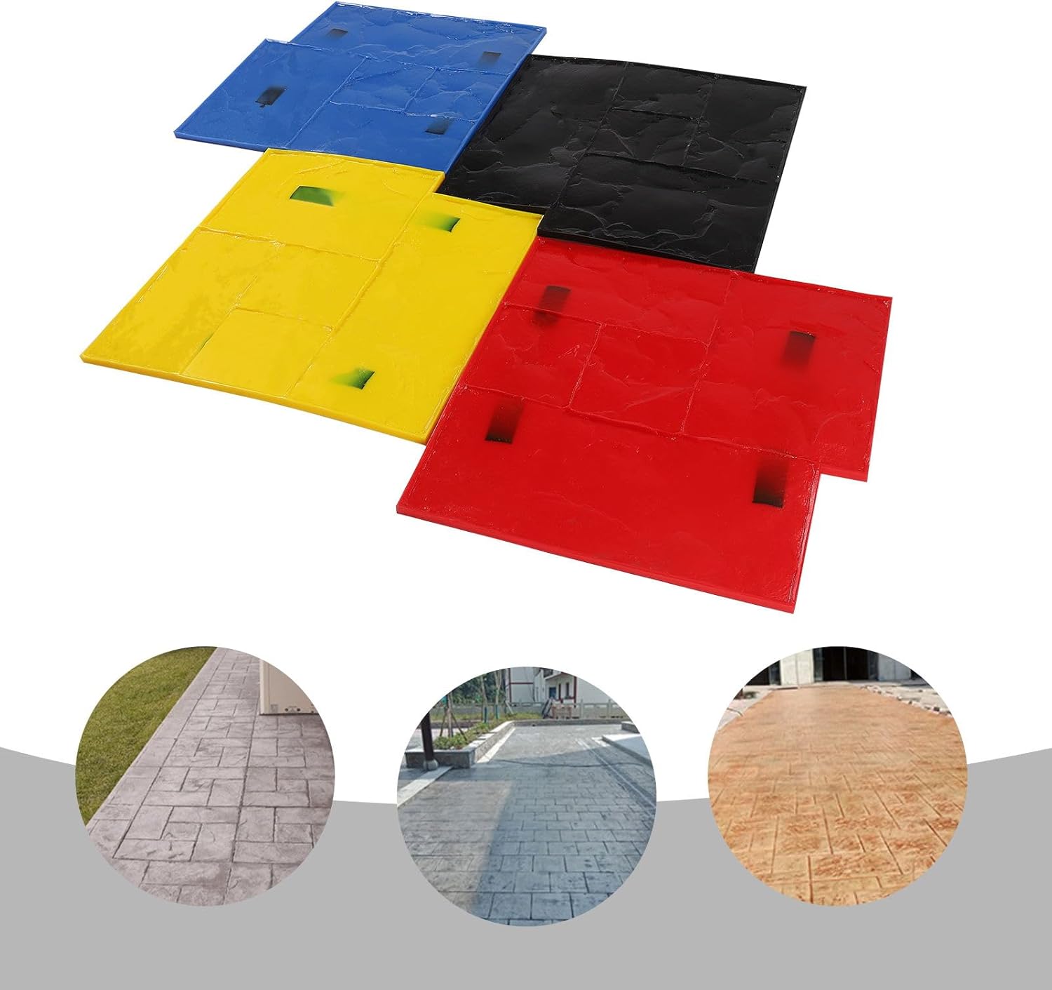 Concrete Texturing Skin, 24 X 24in Concrete Stamp Mats PU Concrete Walkway Stamps Set 4 Stone Texture Stamp of Cement for Courtyard Paths Driveways 0.7in Thickness Mats