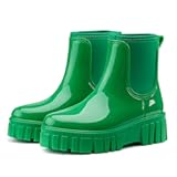 Womens Rain Boots&comma; Waterproof Platform Rubber Chelsea Rainboots&comma; Comfortable Short Shoes Ankle Garden Boots for Outdoor Work