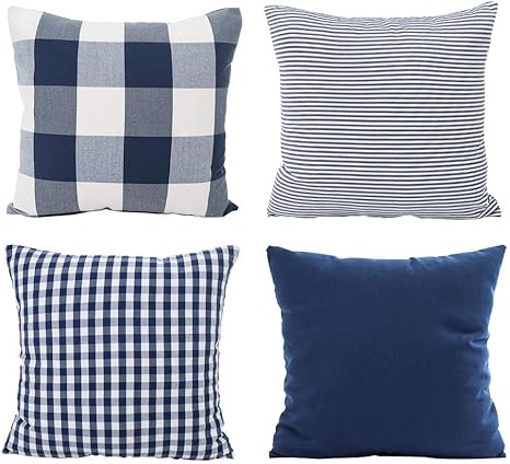 blue striped throw pillows