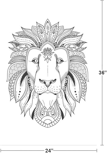 Miniatura 3 de Póster para colorear con diseño tribal de león para adultos, actividades de relajación, distanciamiento social, color tus propias artes y