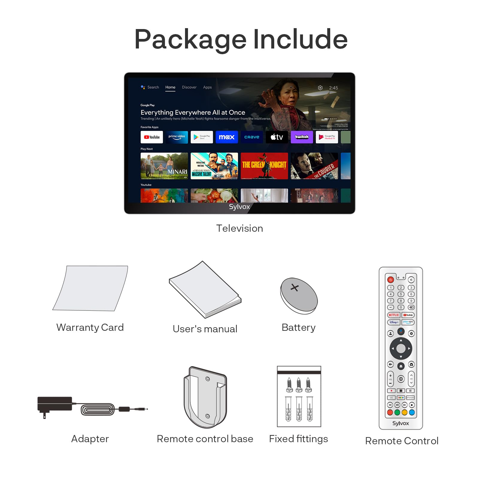 SYLVOX 15,6" Google TV Pliable Full HD 1080P pour Cuisine - Pliage 90°