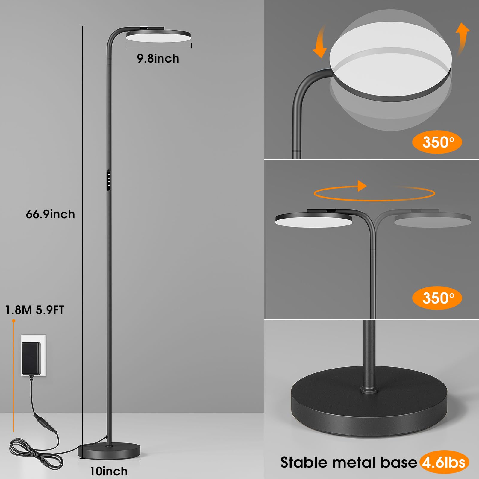 Coucrek LED Floor Lamp for Living Room, 32W/2200LM Bright Tall Standing RGB Floor Lamp Angle Multicolor Dimmable Modern Floor Lamps for Bedroom Office Kids Room