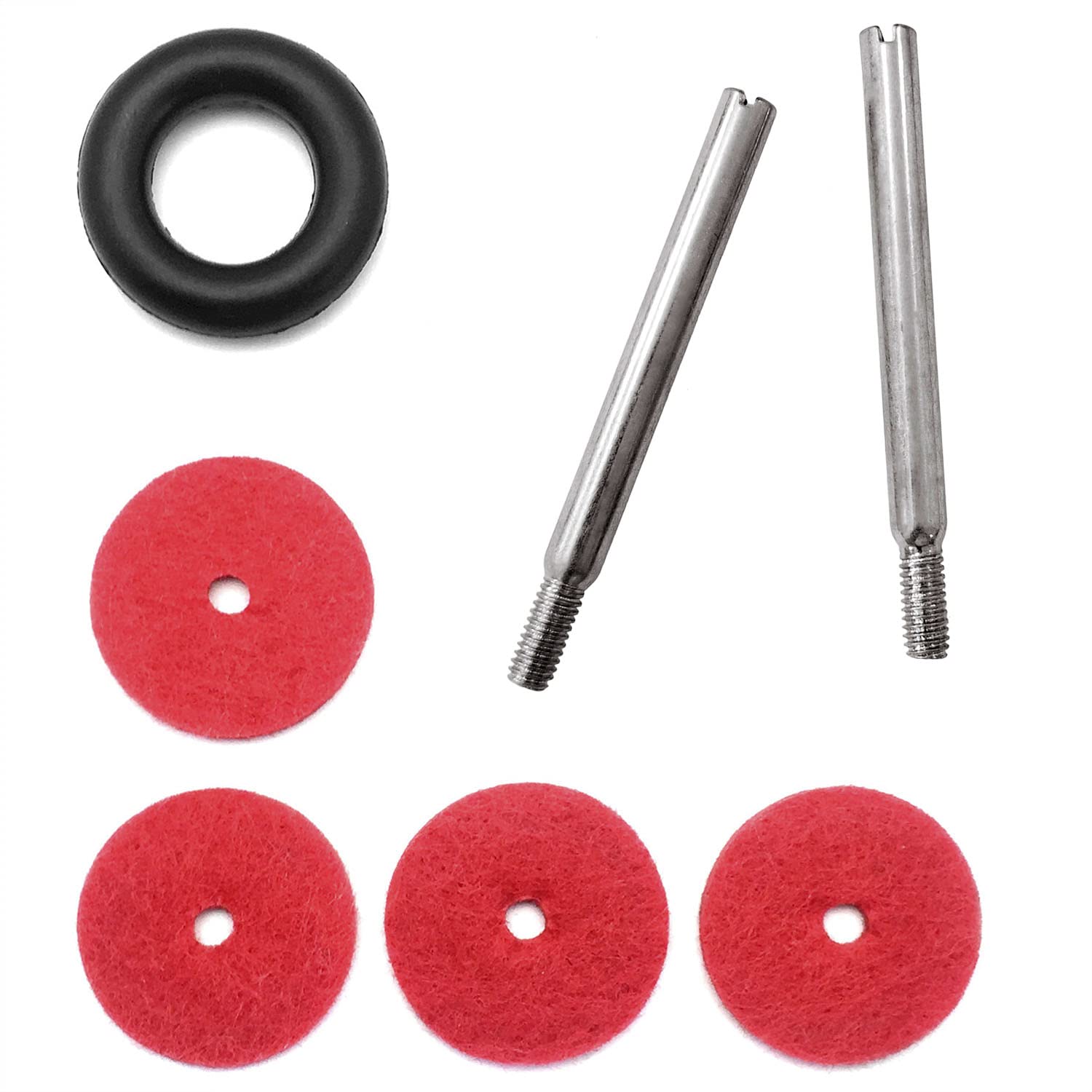 YEQIN 2 Pieces Metal Vintage Domestic Home Sewing Machine Screw-in Fine Thread Spool Pins + 1 Pcs Bobbin Winder Tire + 4 Pcs Red Spool Pin Felt Pad for Singer Sewing Machine