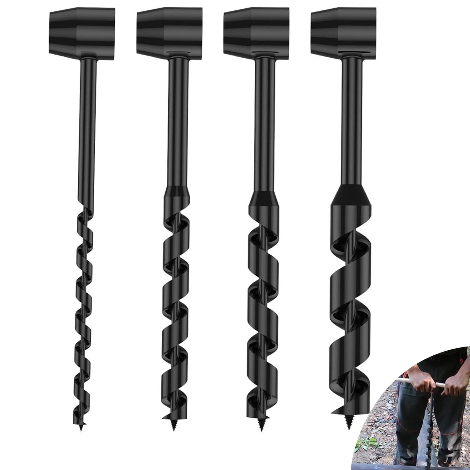 4 piezas Taladro Manual de Barrena para Exteriores,Portátil Taladro de Mano,para Exteriores y Acampar, Herramienta de Adición Supervivencia