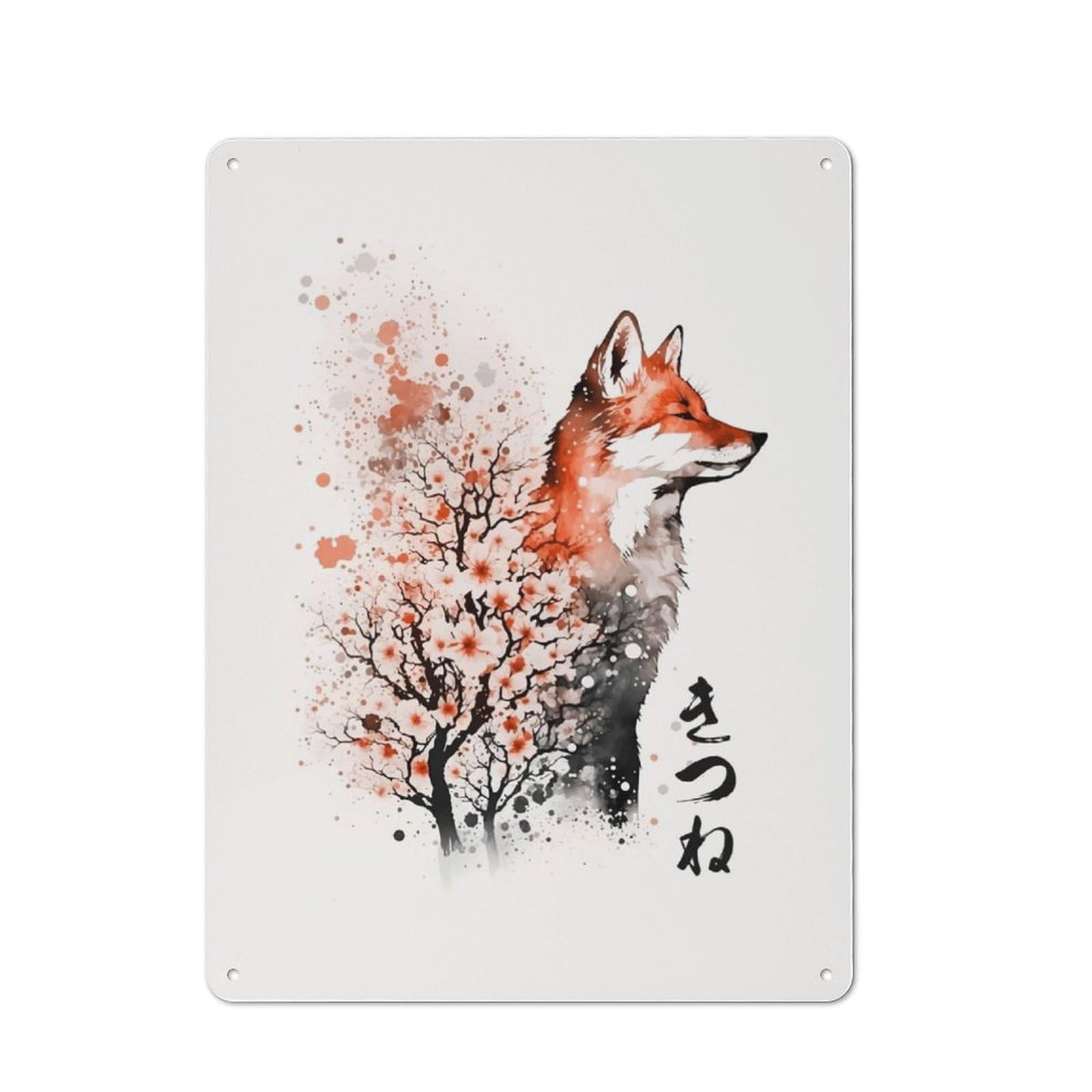 Junmoney Fox Tin Wall Plaque 40X30cm With For Café Or Home Bar, For Themed Room Decoration, For Living Room And Hallway Decor