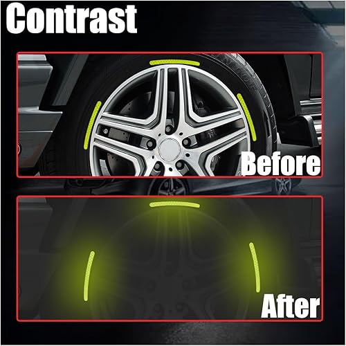 Miniatura 10 de 20 calcomanías reflectantes a rayas para ruedas de automóvil, calcomanías de advertencia de seguridad nocturna para ruedas de automóvil, calcomanías