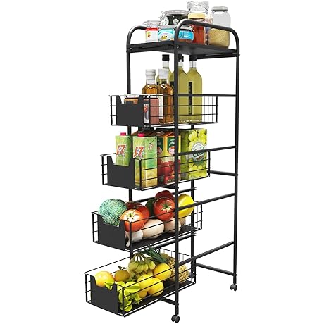 WHIFEA 5 Tier Slim Storage Cart