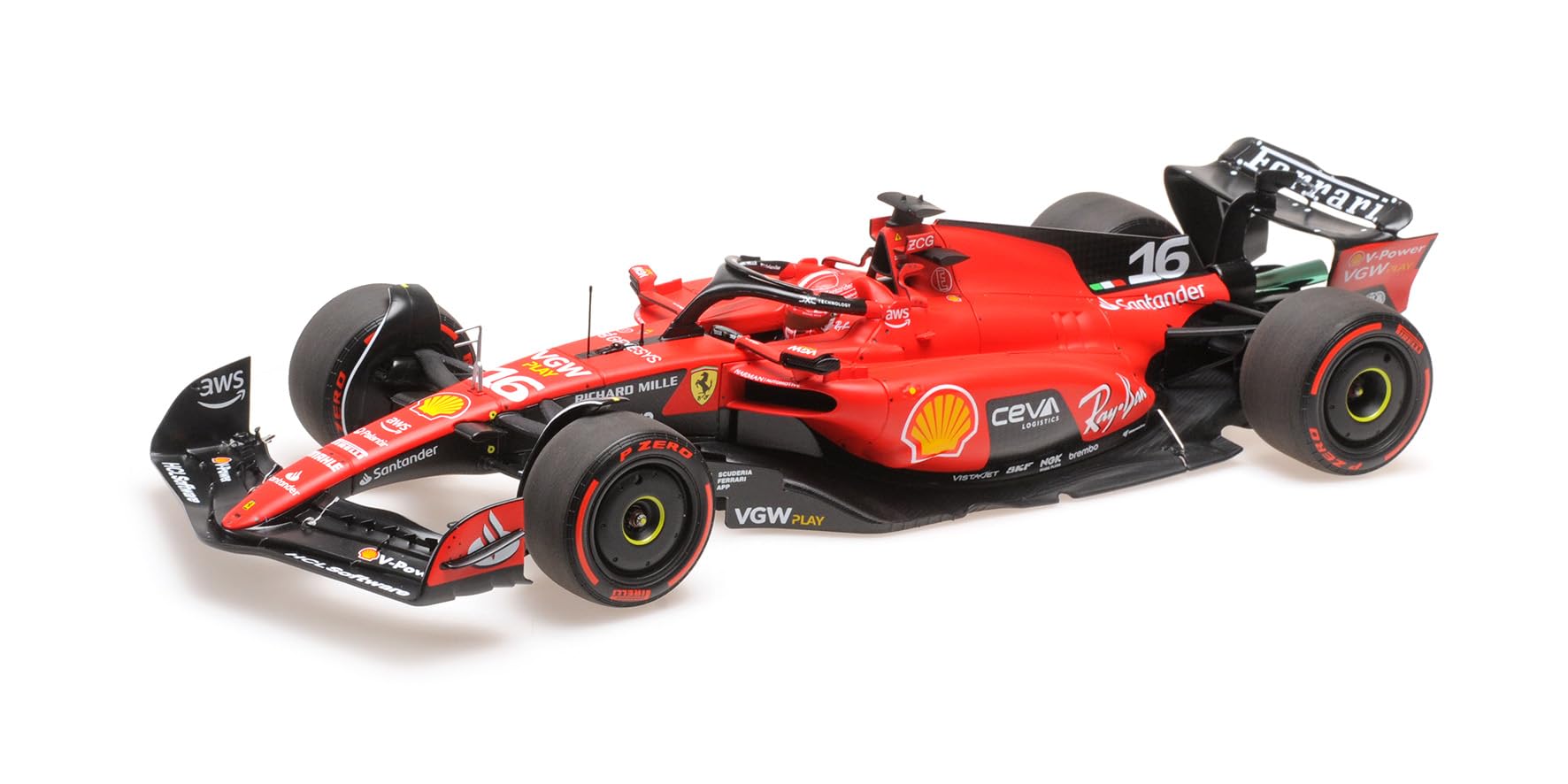 Bbr Models BBR231886 - Ferrar. SF-23 Charles Leclerc 3rd Place GP Belgium 2023 - Scala 1/18 - Auto in Miniatura da Collezione