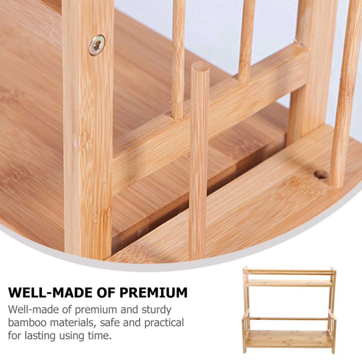 ABOOFAN Organizador de Especias para Guardar Especias Lugar de 2 Niveles de Bambú Soporte Funcional Estante Beige para Almacenar Condimentos para Cocina