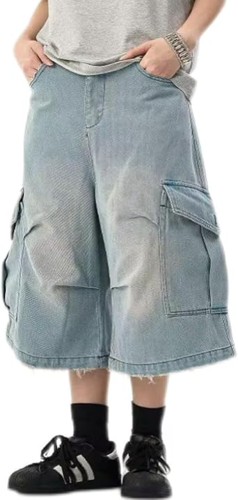 Mens Camo Cargo Shorts Y2k Baggy Long Jorts Hip Hop Bermuda Jeans Short Camouflage Shorts for Women