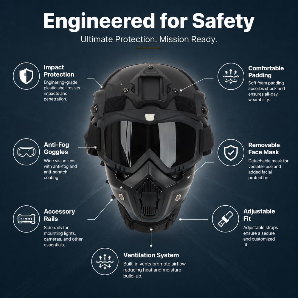 Casco Táctico con Máscara Integrada