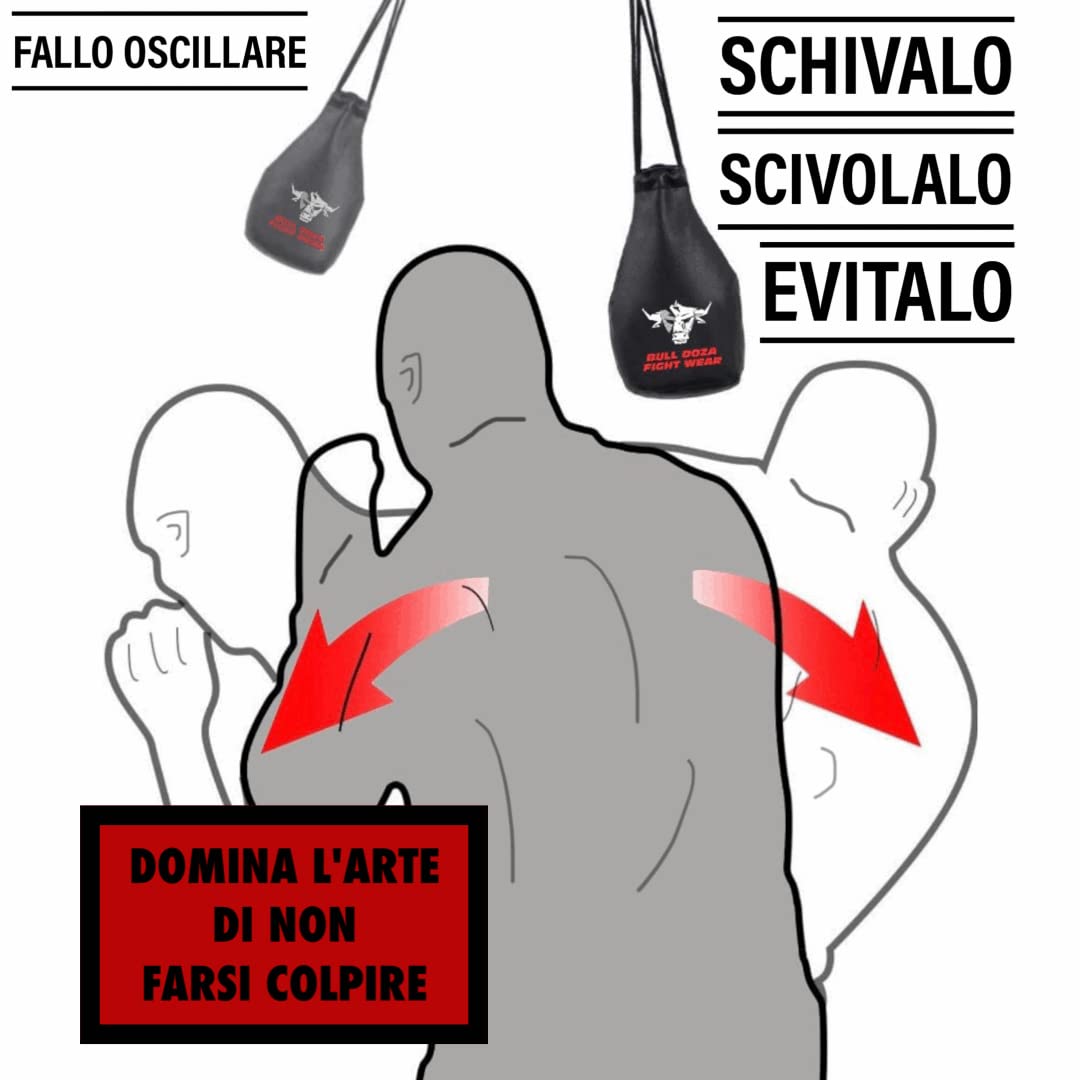 BULL DOZA FIGHT WEAR Sacco di reazione Slip - Larghezza pugno - 1 kg una volta riempito - Corda di 2 metri inclusa - Sacco da boxe MMA - Nero - Sacco da difesa n. 1 (non da boxe) (Nero)(M)