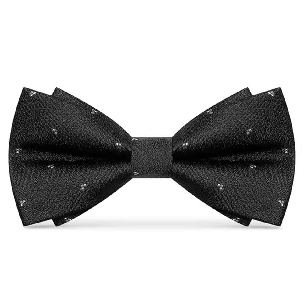 Pajaritas para Fiesta De Boda Traje de Hombre Pajarita Doble Estilo británico Pajarita (Color : Black, Size : 12x6cm)