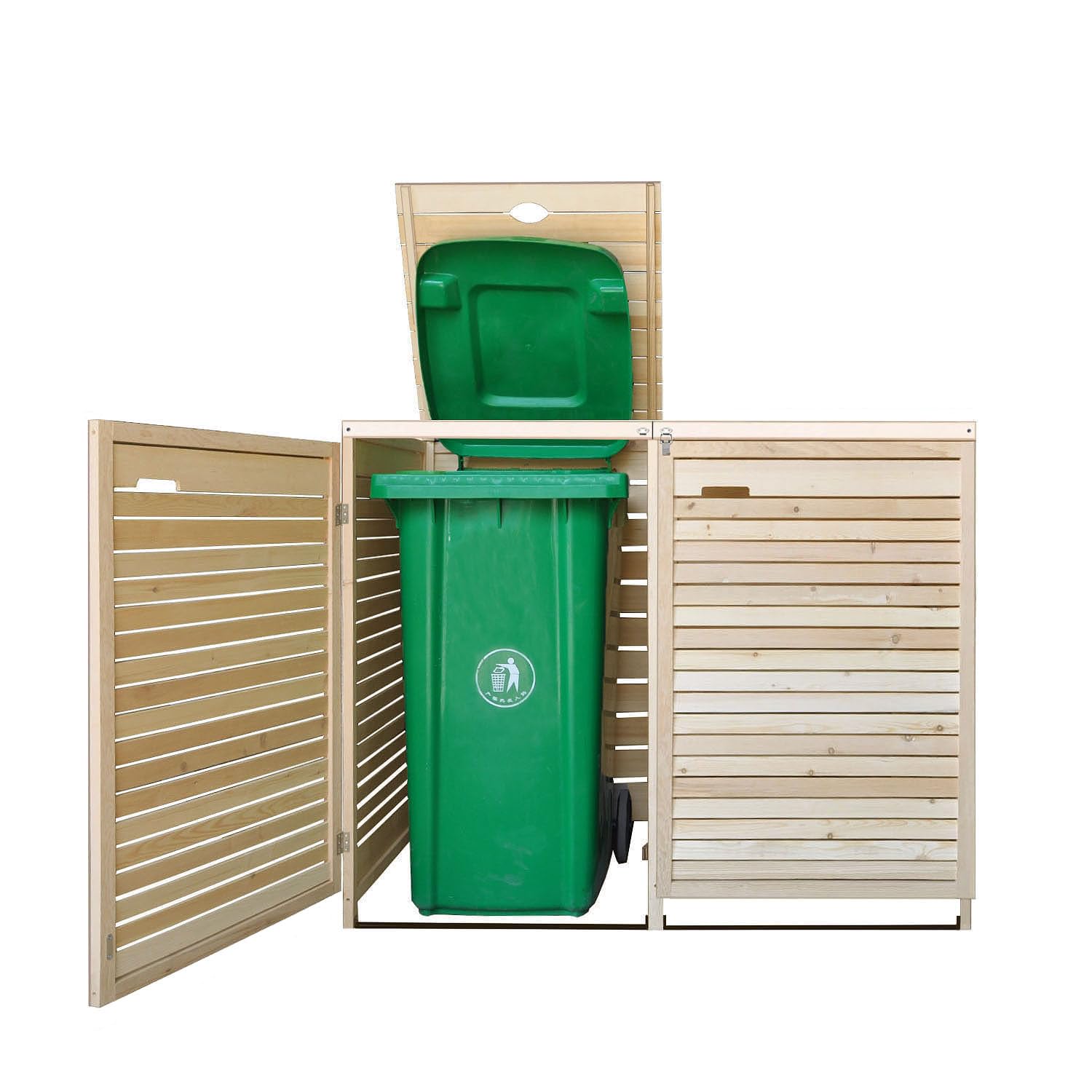 Mülltonnenbox Mülltonnenverkleidung 4 Tonnen Mülltonnecontainer Holz Natur 240L vormontiert mit Rückwand Adria