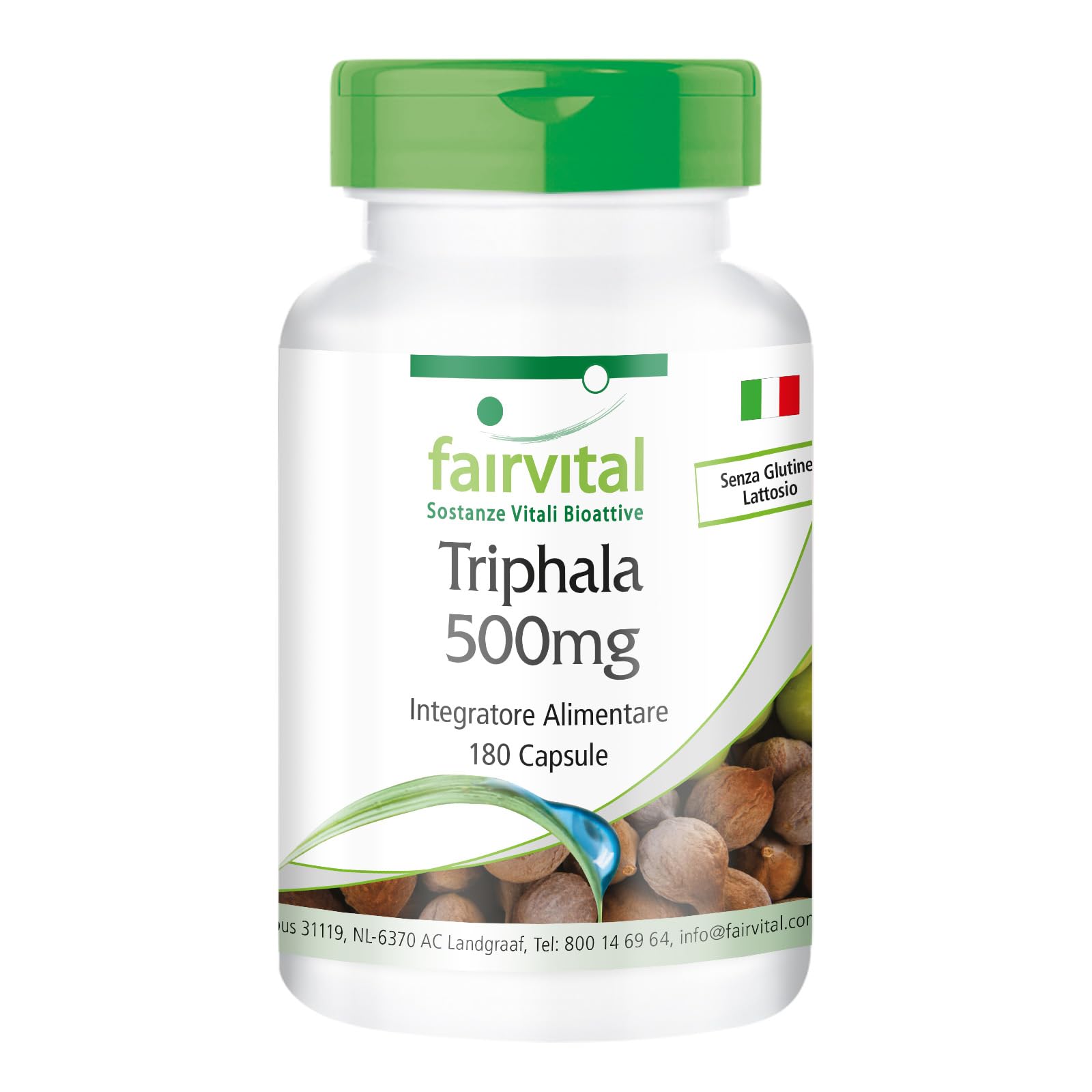 fairvital Triphala 500 mg, 180 capsule vegane, tripla frutta ayurvedica, Amalaki, Haritaki, Bibhitaki, qualità testata e ad alto dosaggio, Made in Germany