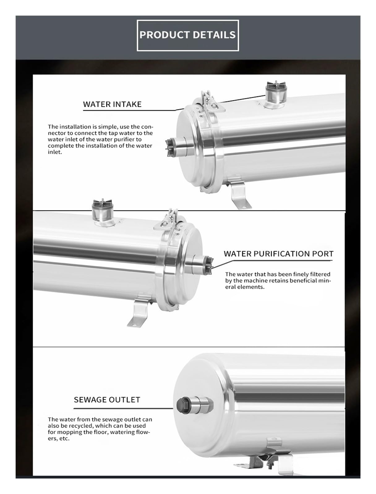 Wasserfiltersystem, Ultrafiltrations-Wasserreiniger aus Edelstahl, 1000 l, Wasserfiltersystem, waschbare 0,01 μm-Membran-Wasserreiniger PVDF