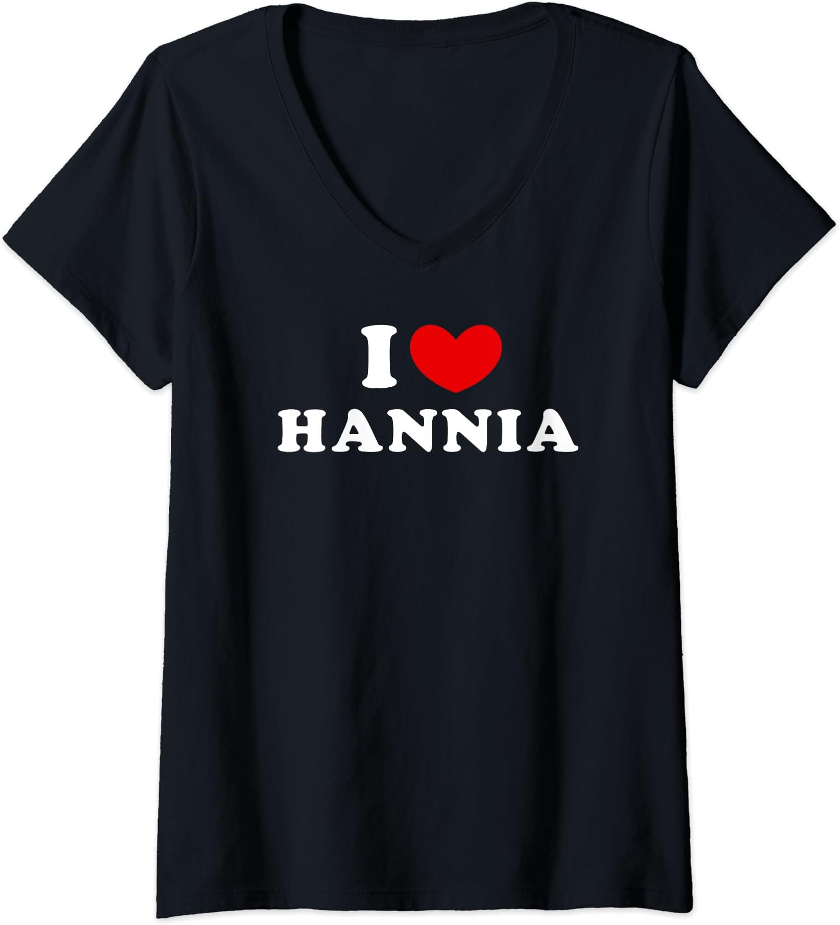 Womens I Love Hannia, I Heart Hannia V-Neck T-Shirt