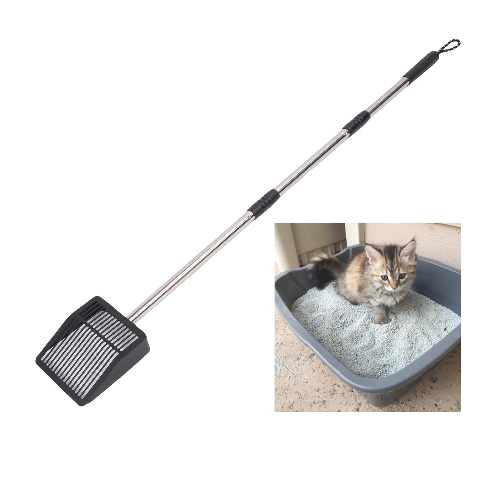 Paletta Lettiera Gatto Acciaio Inox Pp Manico Lungo Antiaderente