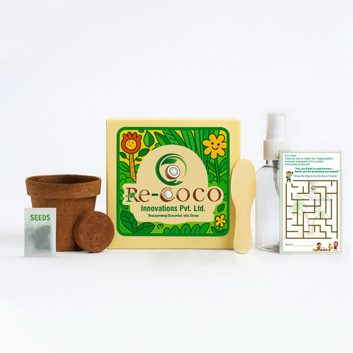 Re-Coco Mini Magic kit for Kids | Eco-Friendly Plant Grow Kit with
