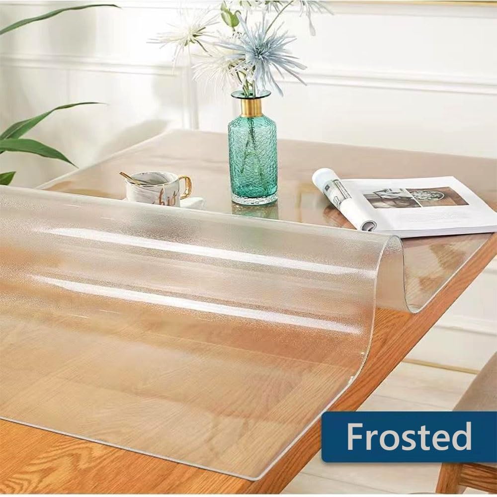 Pellicola PVC Trasparente Impermeabile Tovaglia Trasparente Spessore 2.0 mm Protettiva Trasparente per Scrivanie Facile da Pulire(Smerigliato,130x230 cm)