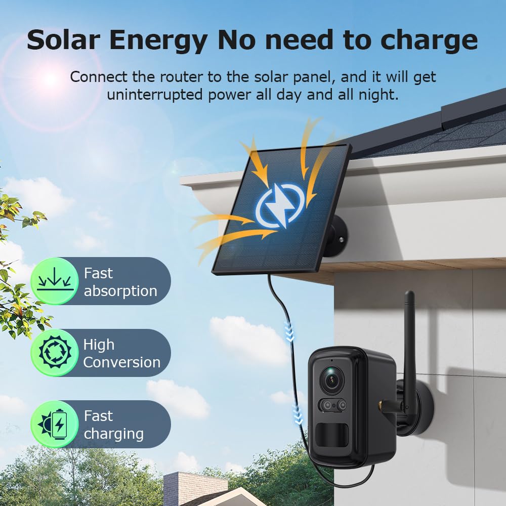 SHIWOJIA 4 Kit Camara Vigilancia WiFi con Home hub, Halow WiFi Camara Exterior Solar, Visión Nocturna, Audio Bidireccional, Detección de Movimiento PIR, Sin Costo Mensual