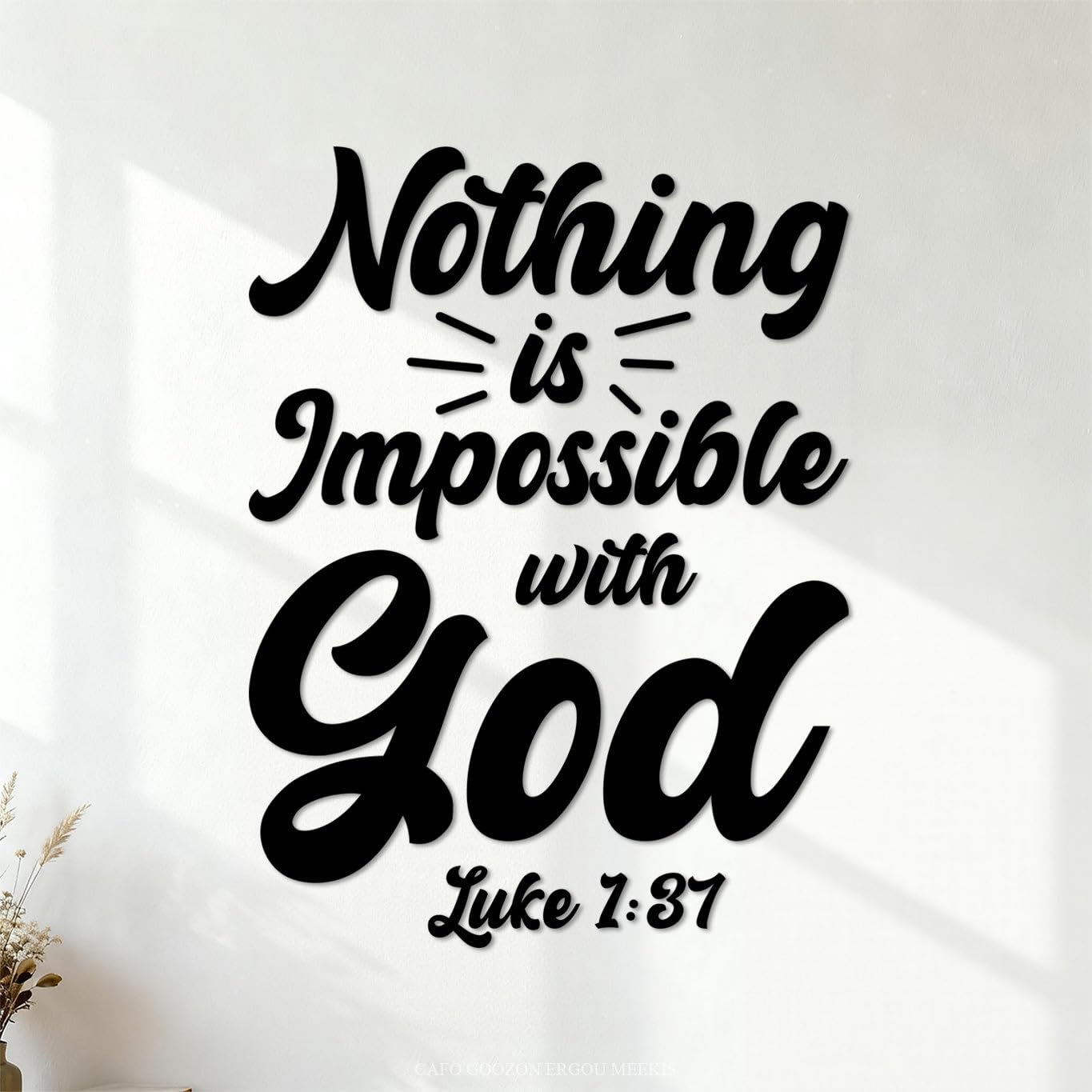 Ergou Stickerdecal-85793 Nothing Is Impossible With God Jesus Typography Design Wall Stickers 38X50.8cm Glass Stickers Black