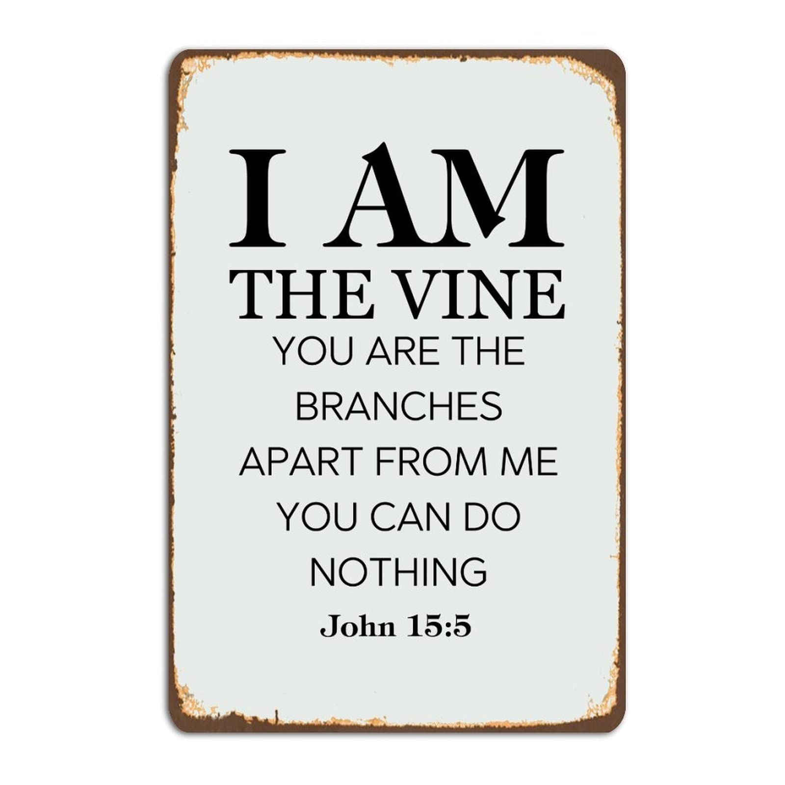peiyeety Inspirational Quotes Vintage Metal Sign, Retro You Can Do Nothing John 15 5 Tin Metal Sign Rustic Wall Art Plaque 8"x12"
