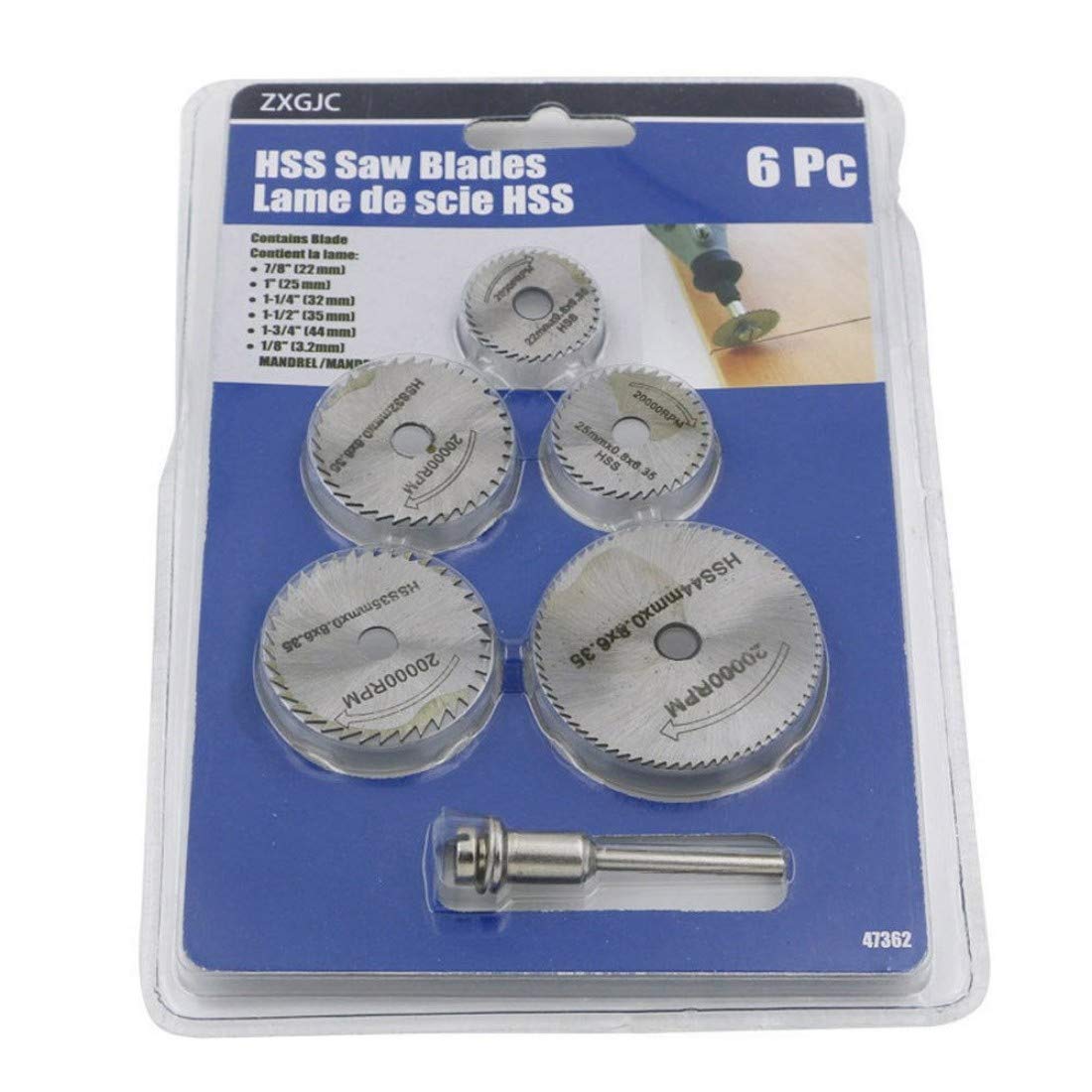 DIY Crafts 6 Pcs HSS Circular Saw Blade Set for Metal Rotary Tools (5 Blades & 1 Extention Rod) Rotary Tool Cutting Discs (Sytle No # 7, 5 Blades 1 Mandrel) 3