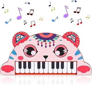 لوحة مفاتيح بيانو إلكتروني موسيقي لعبة بنمط حيوانات مع 22 مفتاح وصوت للتعليم المبكر والألعاب التفاعلية مناسبة للتقديم هدية للأطفال الأولاد والبنات بعمر 2-6 سنوات من تويز لاند (قطة)